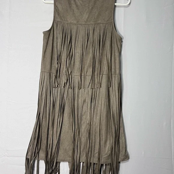 Love Riche large NWT suede like sleeveless dress with fringe. (J) - Picture 5 of 7